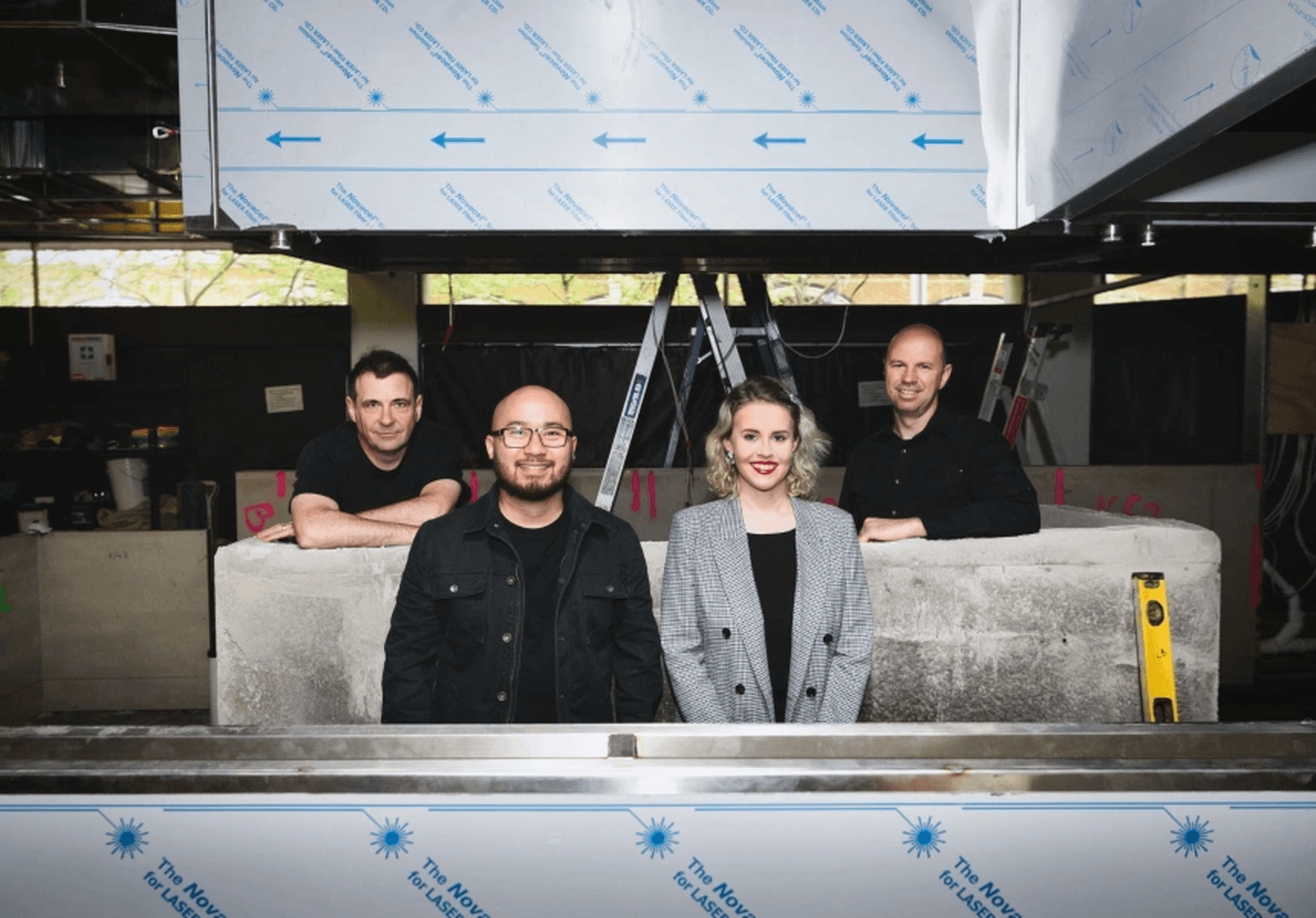 Chef Khanh Nguyen with the King Clarence team during venue fit-out